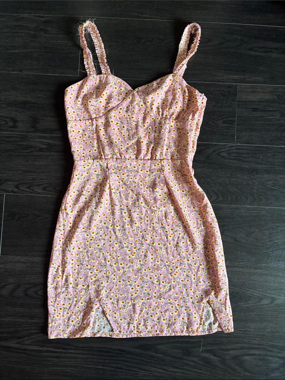 Pink Floral Spaghetti Strap Mini Dress